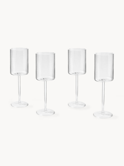 Mouth-Blown Borosilicate White Wine Glasses Limon Set of 4