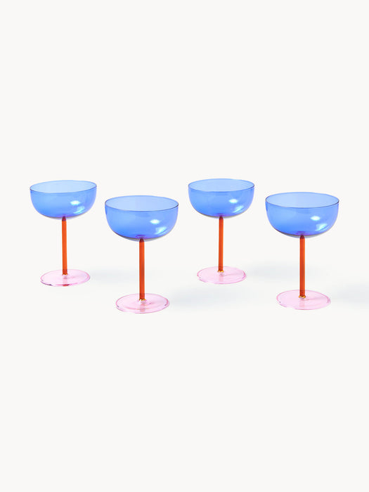 Karisa Mouth-Blown Borosilicate Champagne Coupes, Set of 4