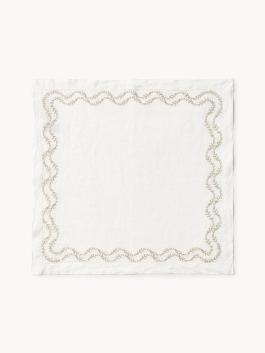 Ivy Hand-Embroidered Washed Linen Napkins, Set of 4