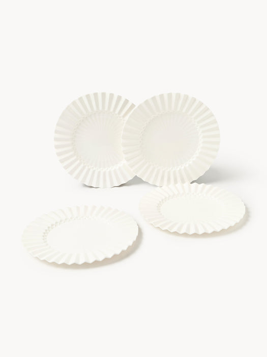 Porcelain Dinner Plates Antonin with Embossed Pattern Set of 4
