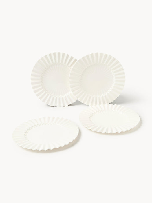 Antonin Porcelain Dinner Plates with Embossed Pattern, Set of 4