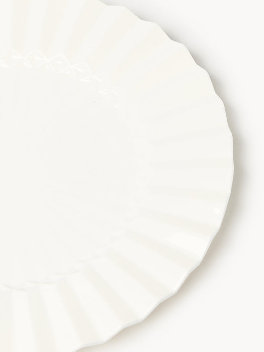 Antonin Porcelain Dinner Plates with Embossed Pattern, Set of 4