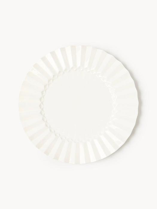 Antonin Porcelain Dinner Plates with Embossed Pattern, Set of 4