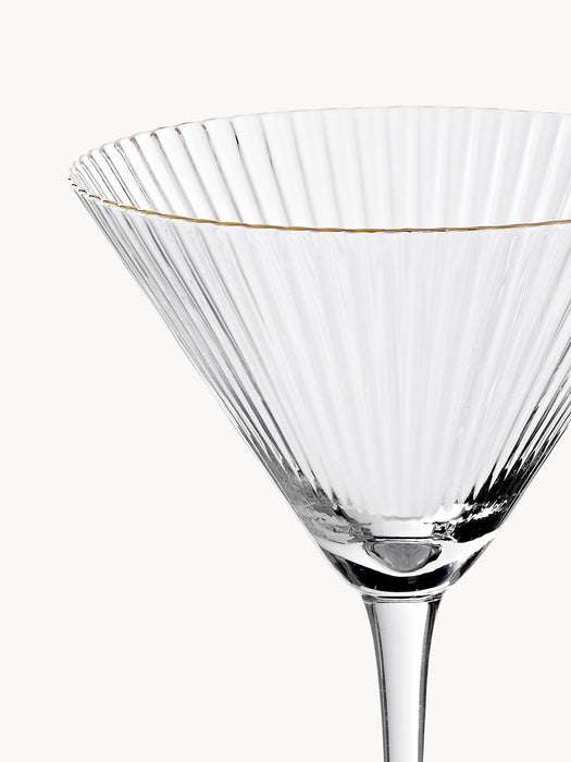 Aleo Mouth-Blown Martini Glasses with Gold Rim, Set of 4