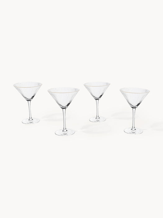 Aleo Mouth-Blown Martini Glasses with Gold Rim, Set of 4