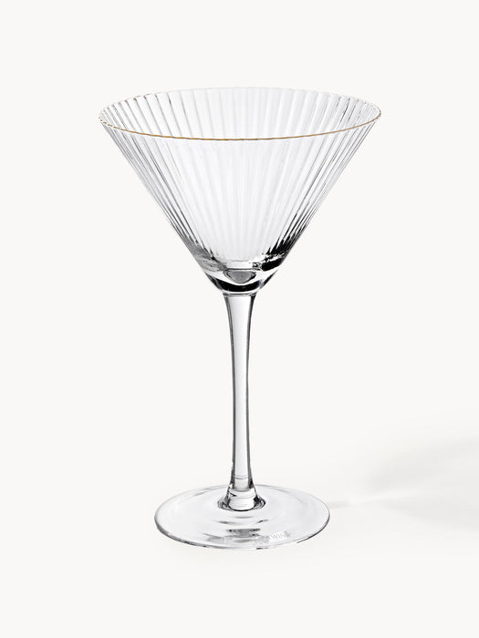 Aleo Mouth-Blown Martini Glasses with Gold Rim, Set of 4
