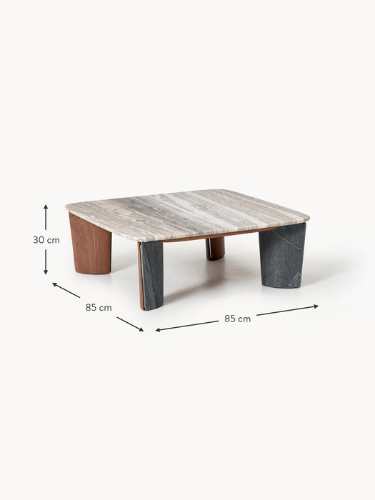 Marble & Acacia Wood Coffee Table Muno W 85 cm