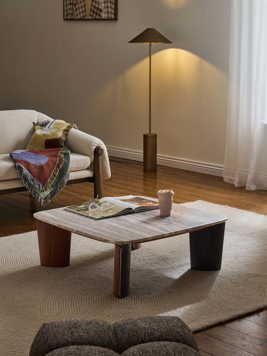 Marble & Acacia Wood Coffee Table Muno W 85 cm