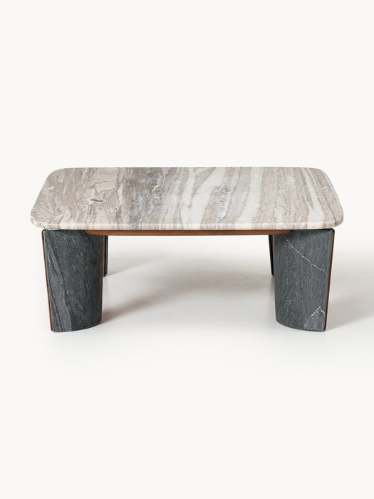 Marble & Acacia Wood Coffee Table Muno W 85 cm