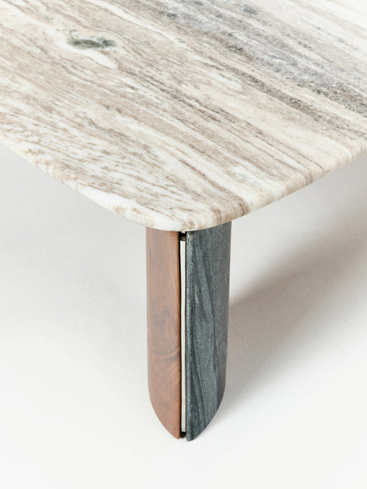 Marble & Acacia Wood Coffee Table Muno W 85 cm