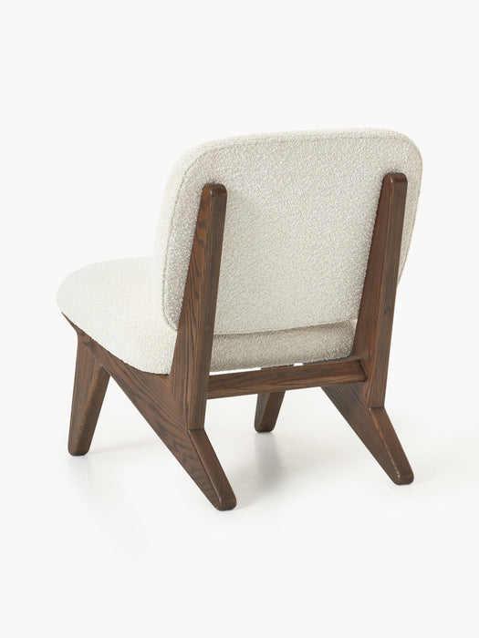 Shenay Ash Wood Lounge Chair with Bouclé Upholstery