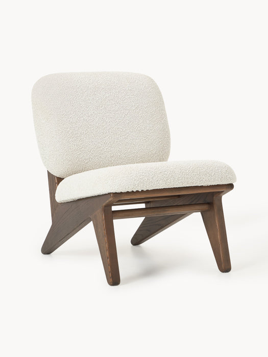 Ash Wood Lounge Chair Shenay with Boucl Upholstery