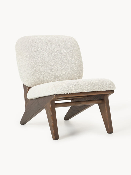 Shenay Ash Wood Lounge Chair with Bouclé Upholstery