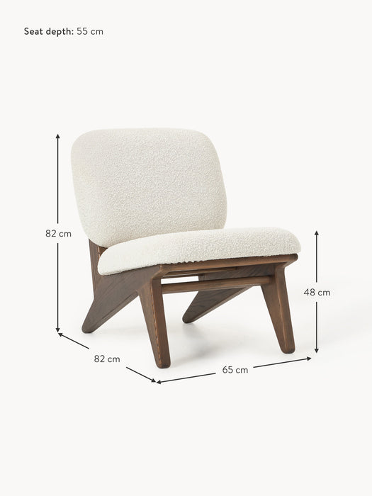 Ash Wood Lounge Chair Shenay with Boucl Upholstery