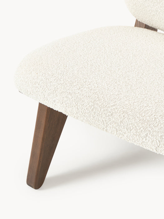 Ash Wood Lounge Chair Shenay with Boucl Upholstery