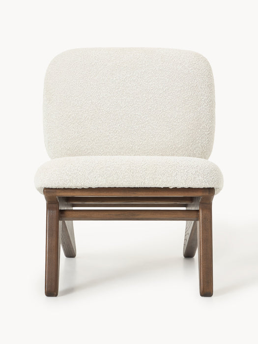 Ash Wood Lounge Chair Shenay with Boucl Upholstery