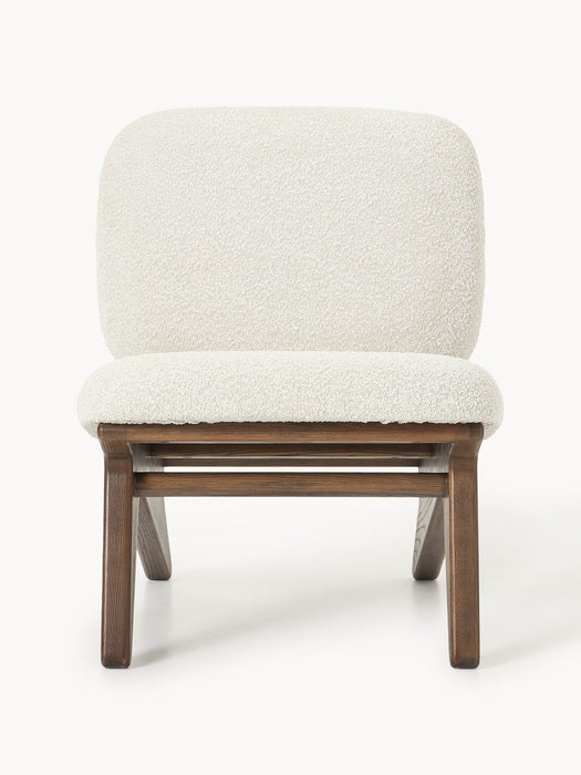 Shenay Ash Wood Lounge Chair with Bouclé Upholstery