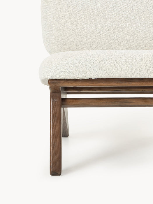 Shenay Ash Wood Lounge Chair with Bouclé Upholstery