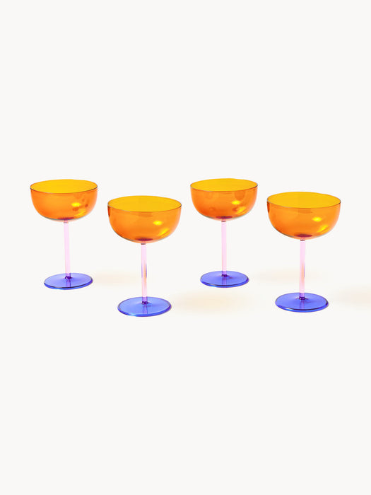 Karisa Mouth-Blown Borosilicate Champagne Coupes, Set of 4