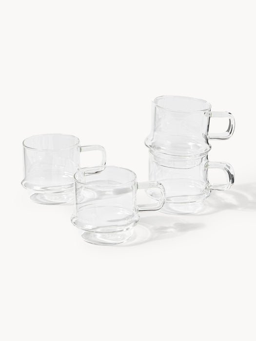 Small Handmade Stackable Borosilicate Mugs Josh Set of 4