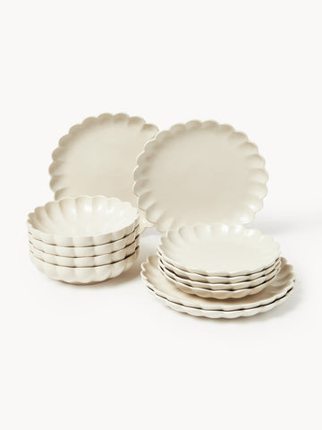 Sabina Flower-Shaped Tableware Set, 4 People, Set of 12