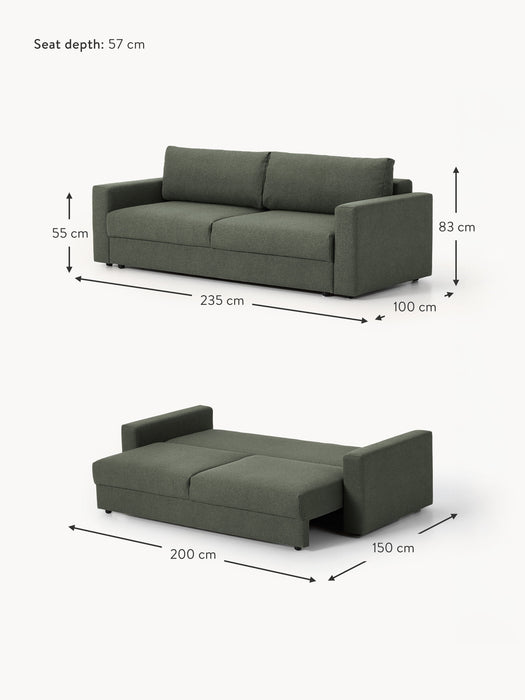 Boucl Sofa Bed Tasha 3-seater