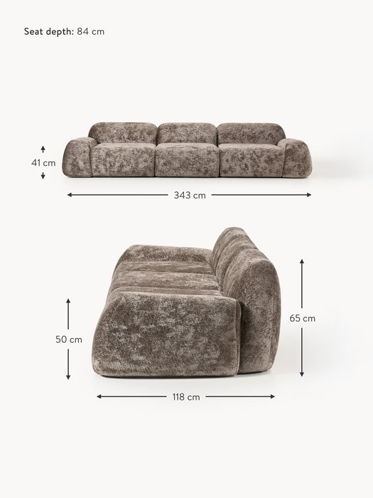 Modular Teddy Boucl Sofa Wolke 4-seater
