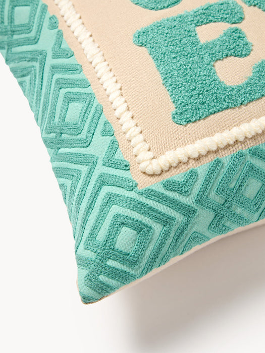 Whatever Cushion Cover with Embroidered Lettering