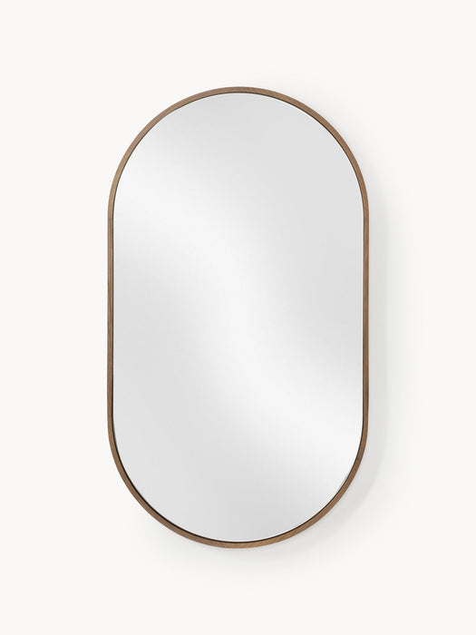 Avery Oval Wall Mirror with Oak Wood Frame