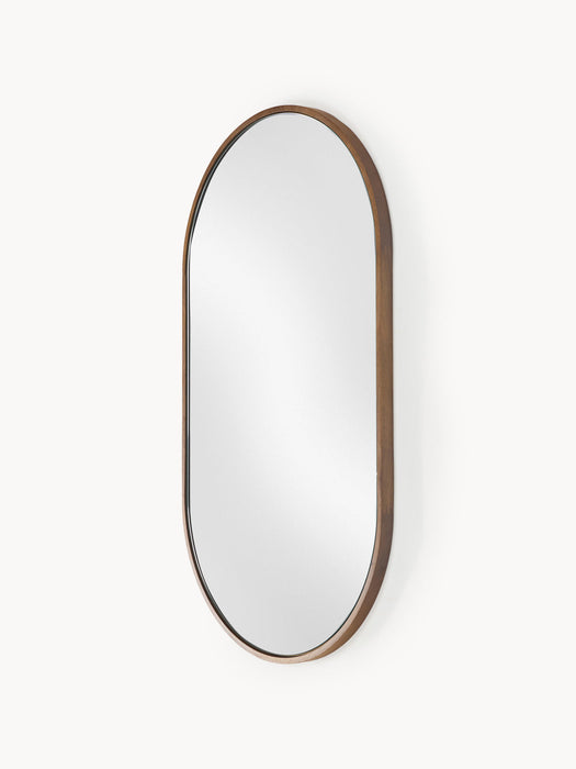 Avery Oval Wall Mirror with Oak Wood Frame