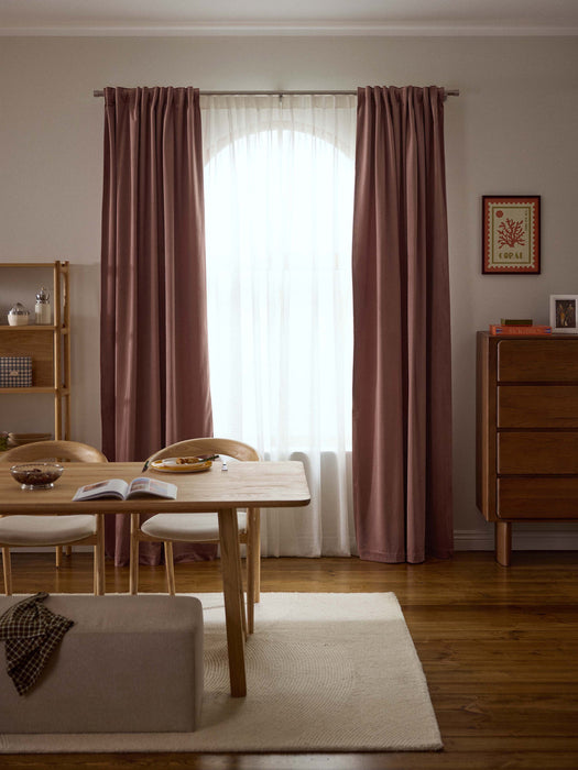 Rush Velvet Dim-Out Multi-Band Curtains, Set of 2, W 135 cm