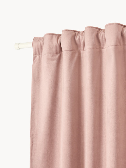 Rush Velvet Dim-Out Multi-Band Curtains, Set of 2, W 135 cm