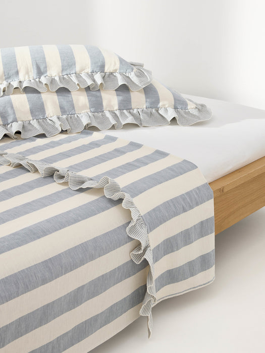 Ruffled Linen-Cotton Flat Sheet Posie