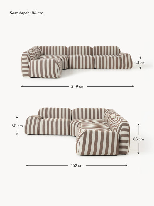 Modular Striped Corner Sofa Wolke 4-seater