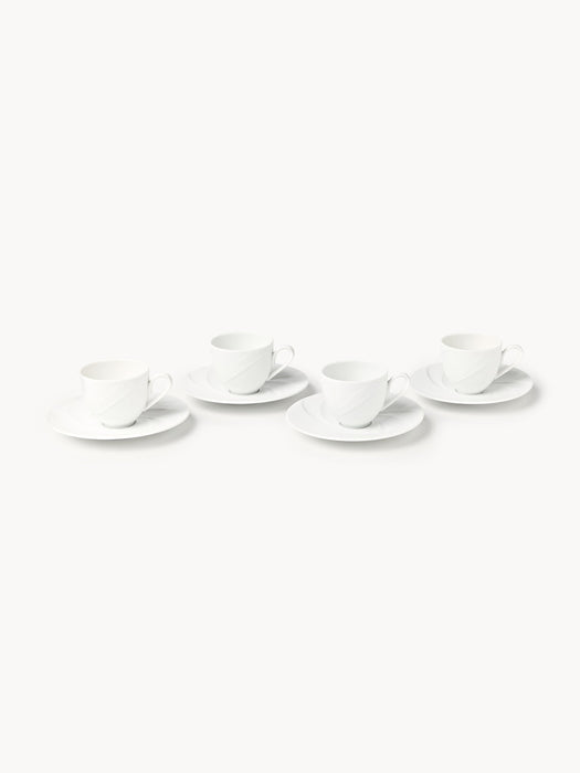 Adonis Porcelain Espresso Cups with Saucers, Set of 4