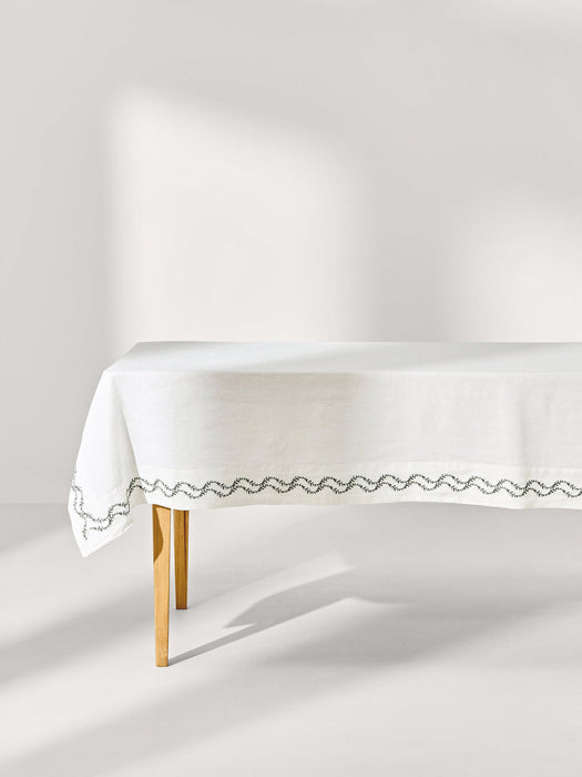 Ivy Hand-Embroidered Washed Linen Tablecloth
