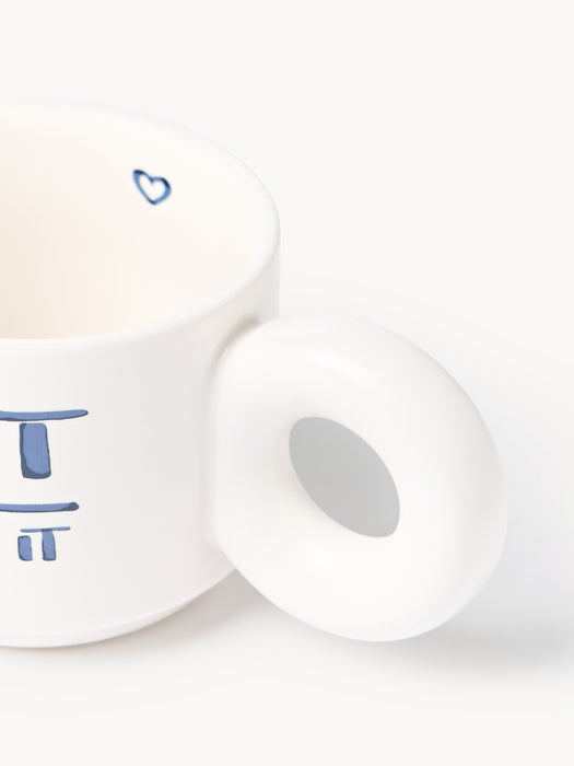 Stackable Porcelain Mugs Tutti with Decorative Motif Set of 2