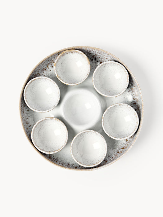 Handmade Dip Bowls Danza with Serving Bowl Set of 7