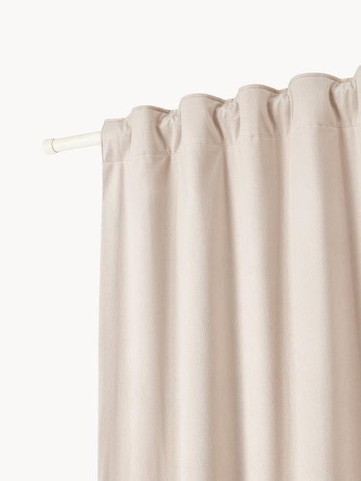Rush Velvet Dim-Out Multi-Band Curtains, Set of 2, W 135 cm