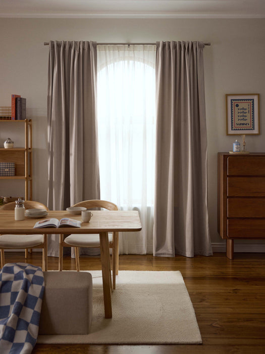 Rush Velvet Dim-Out Multi-Band Curtains, Set of 2, W 135 cm
