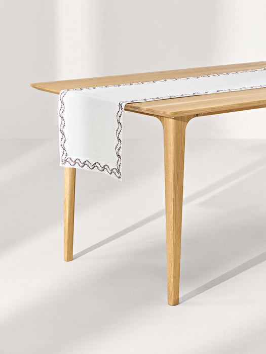 Ivy Hand-Embroidered Washed Linen Table Runner