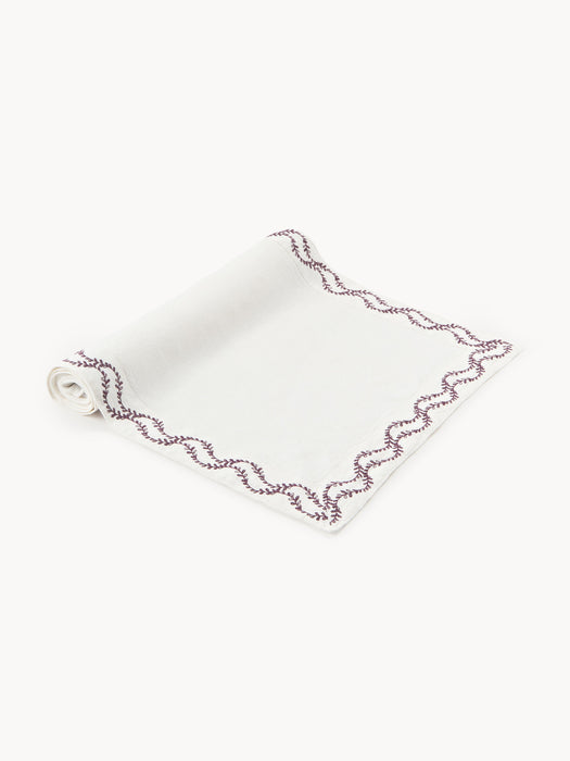 Hand-Embroidered Washed Linen Table Runner Ivy