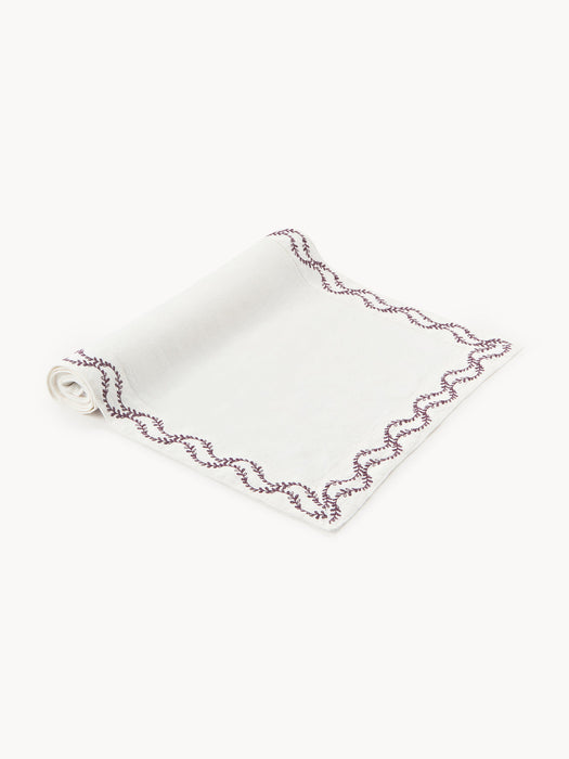 Ivy Hand-Embroidered Washed Linen Table Runner
