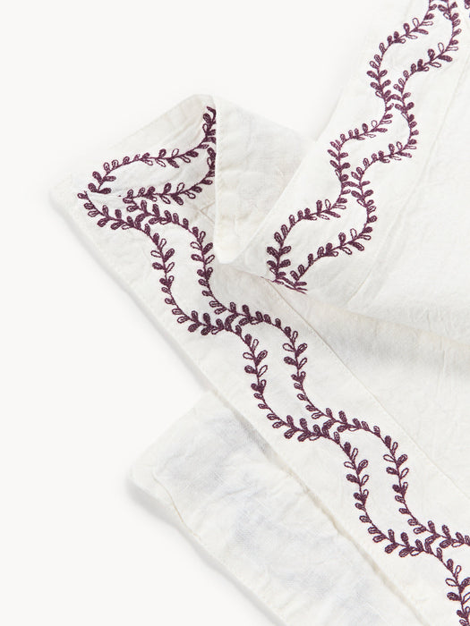 Ivy Hand-Embroidered Washed Linen Table Runner