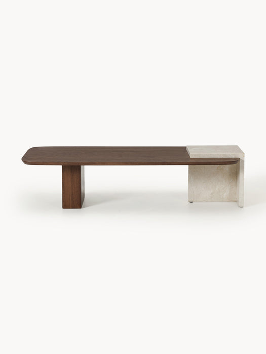 Oak Wood and Marble Coffee Table Naida