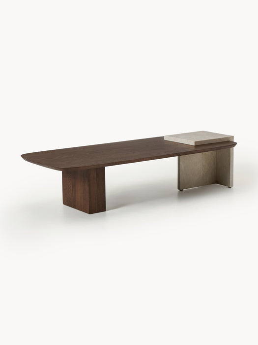 Oak Wood and Marble Coffee Table Naida