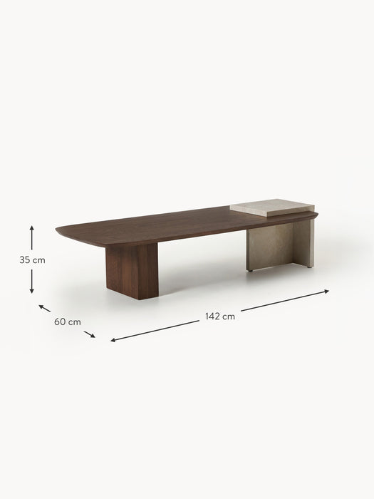 Oak Wood and Marble Coffee Table Naida