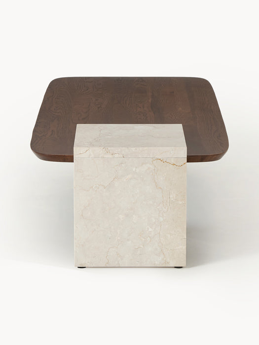 Oak Wood and Marble Coffee Table Naida