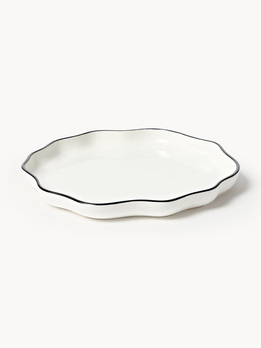 Bia Porcelain Tableware Set with Wavy Rim, 4 people, Set of 12