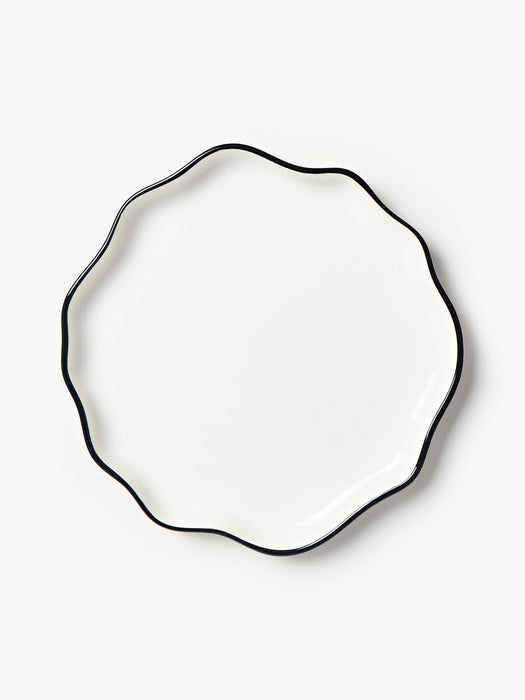 Bia Porcelain Tableware Set with Wavy Rim, 4 people, Set of 12